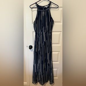 Navy high neck maxi dress